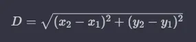 Formula for the distance between two points